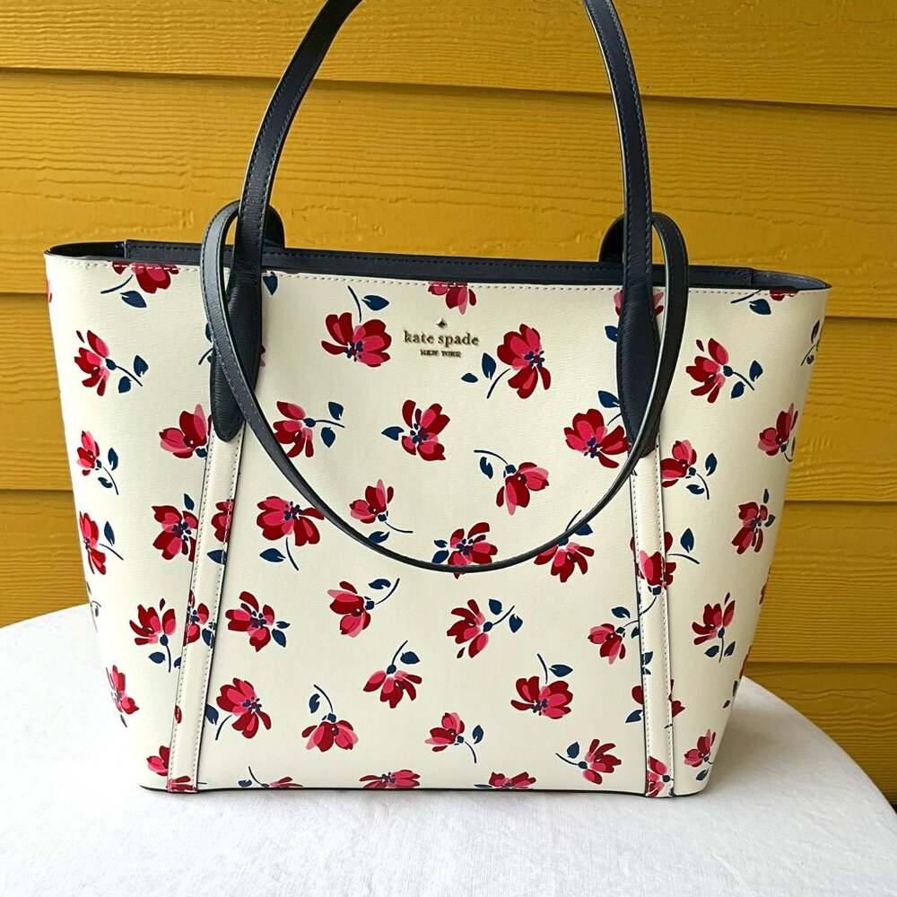 Kate Spade Floral Cara Tea Garden Toss Large Tote Bag Purse